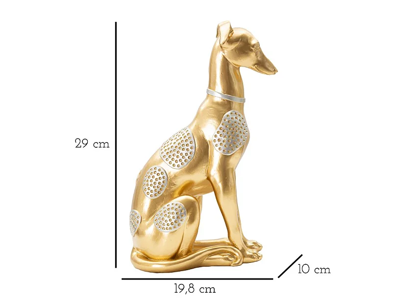 Statue sitzender Hund aus Kunstharz goldfarben 19,8x10x29 cm