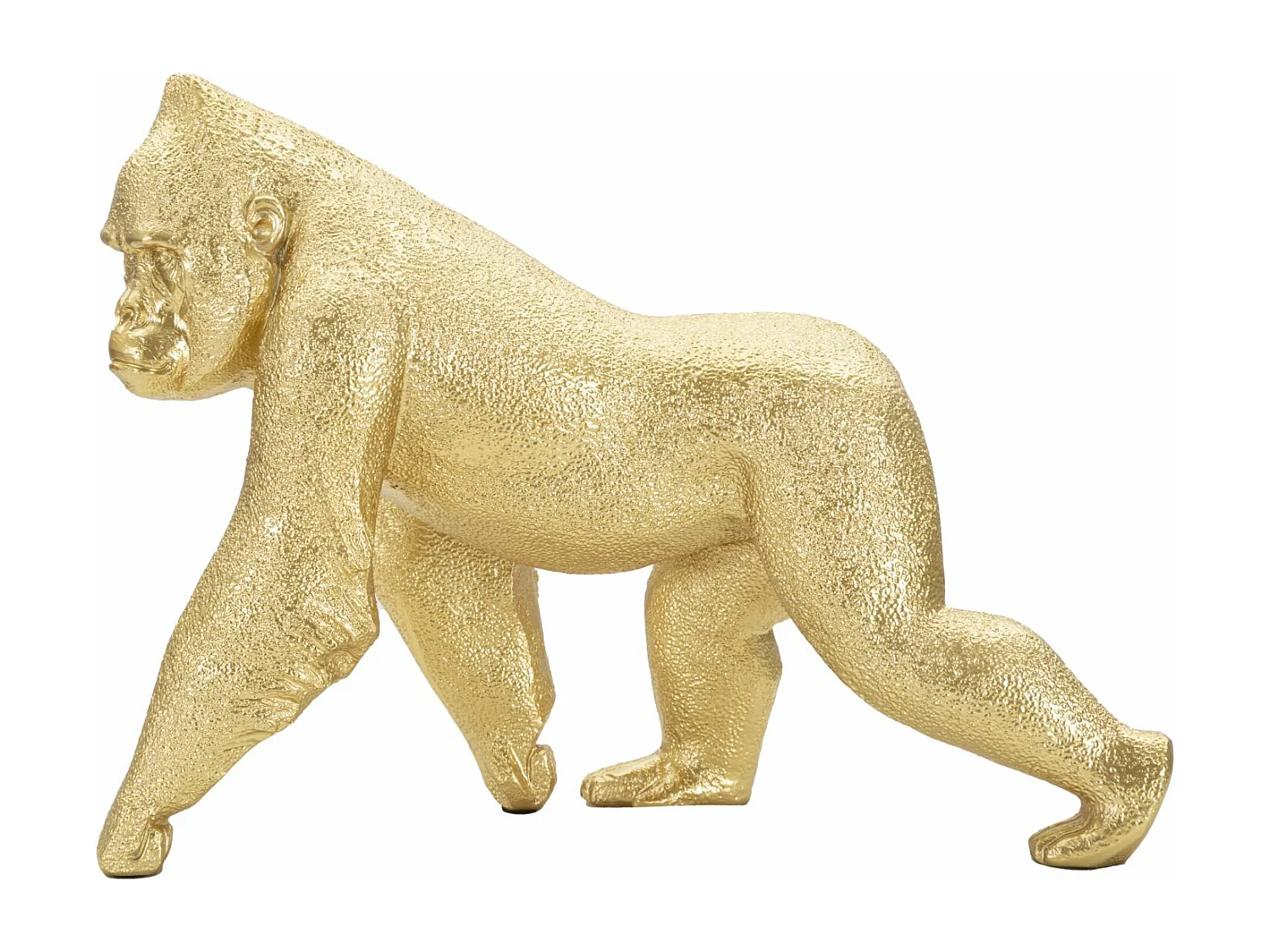 Statua di gorilla in resina dorata cm 29,7x11,5x21,8