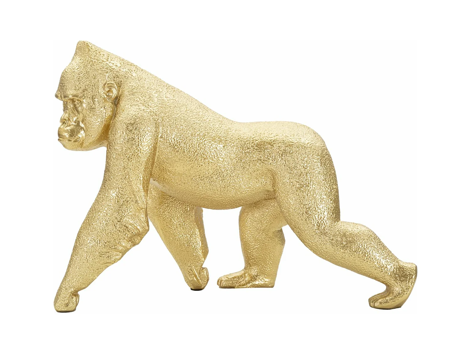 Sculpture élégante de gorille doré, décor frontal en résine, 29,7x11,5x21,8 cm - Décoration moderne et sophistiquée