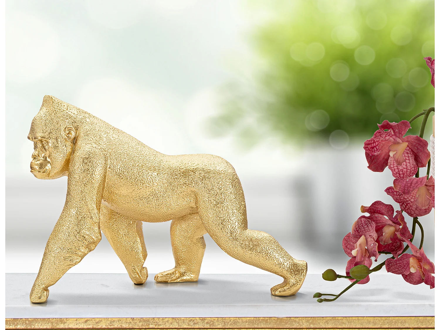 Statuette Design en Résine "Gorille" 29cm Or