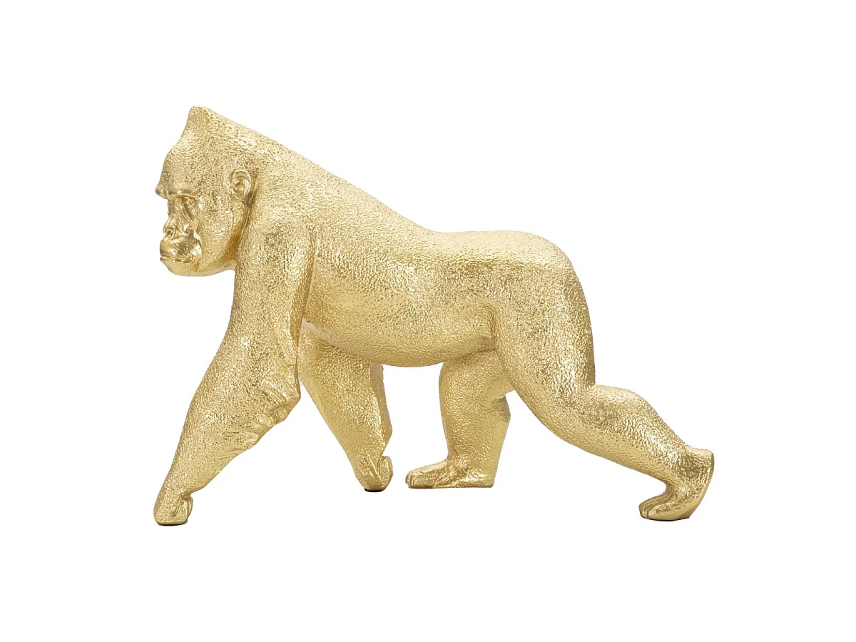 Gorilla-Statue aus Kunstharz goldfarben 29,7x11,5x21,8 cm