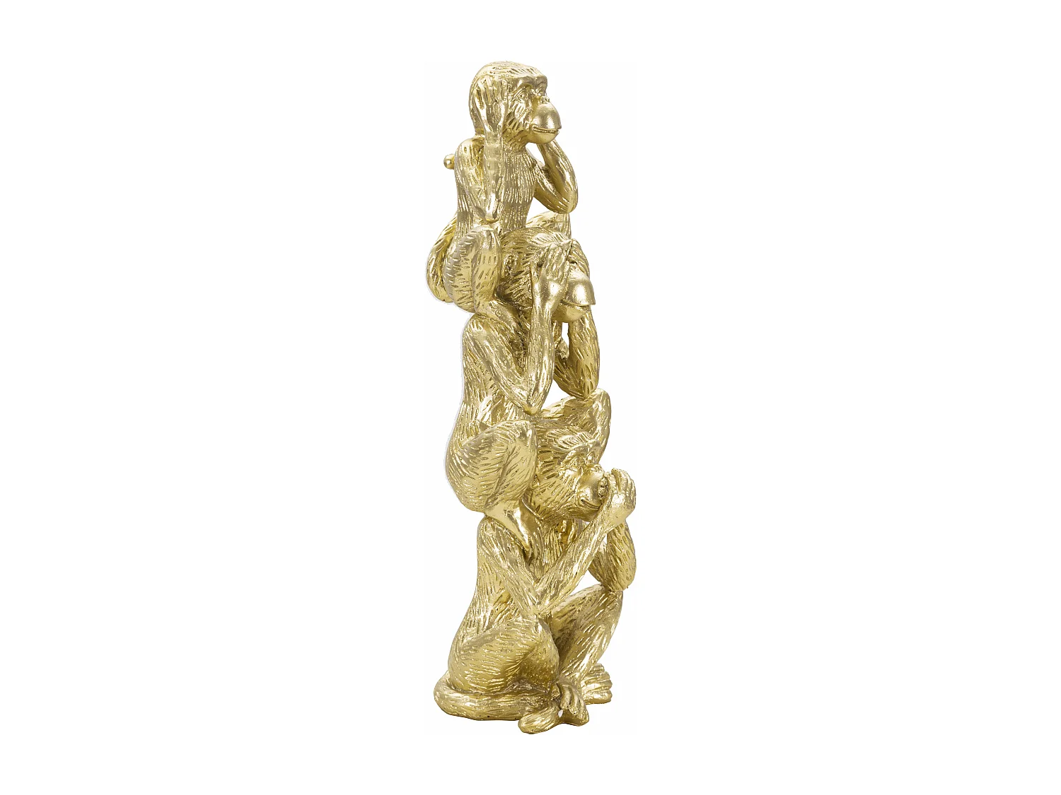 Statuette Déco Pyramide "3 Singes" 30cm Or