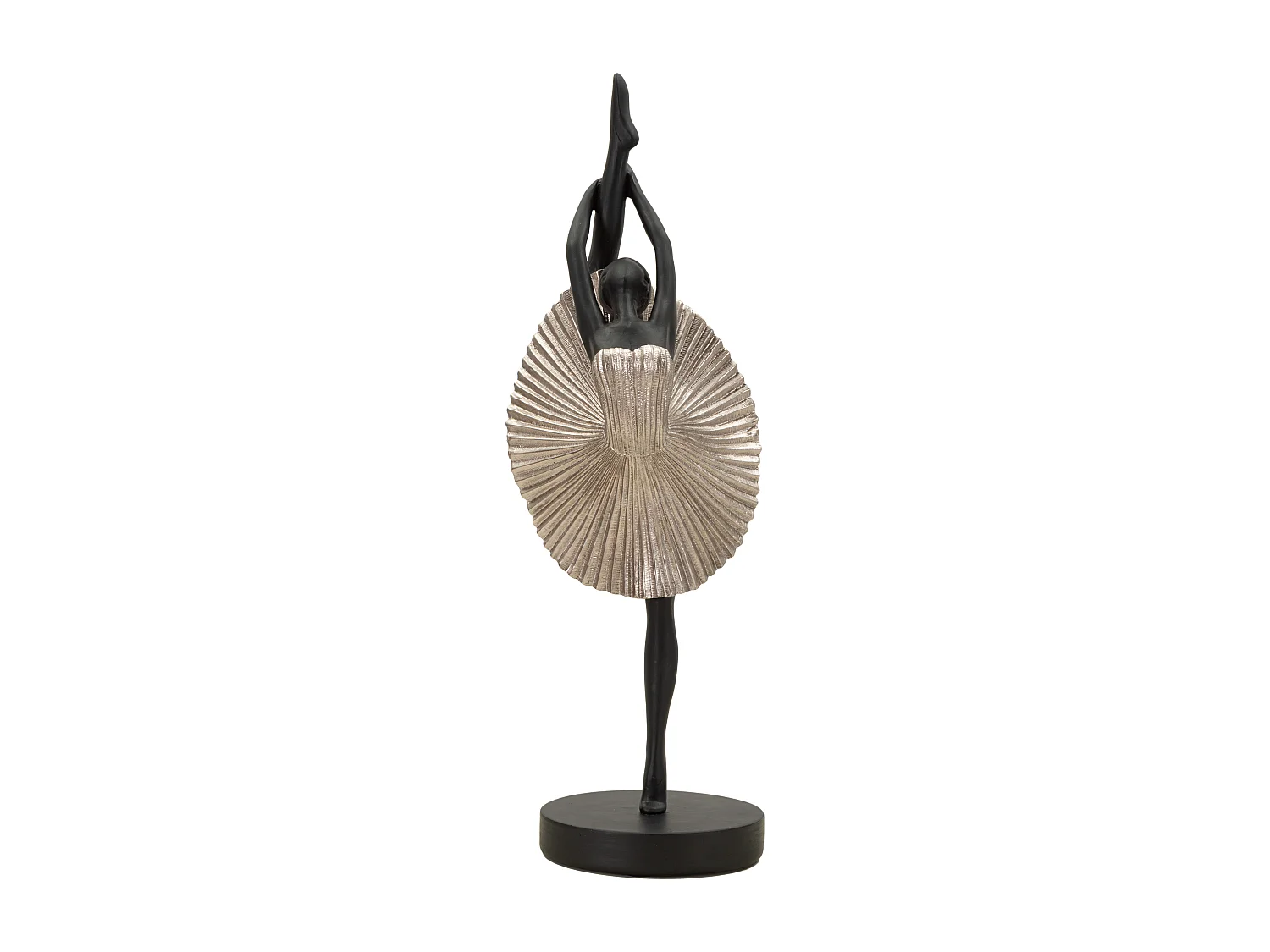 Statuetta di ballerina in resina argentata cm 14x14x42,5