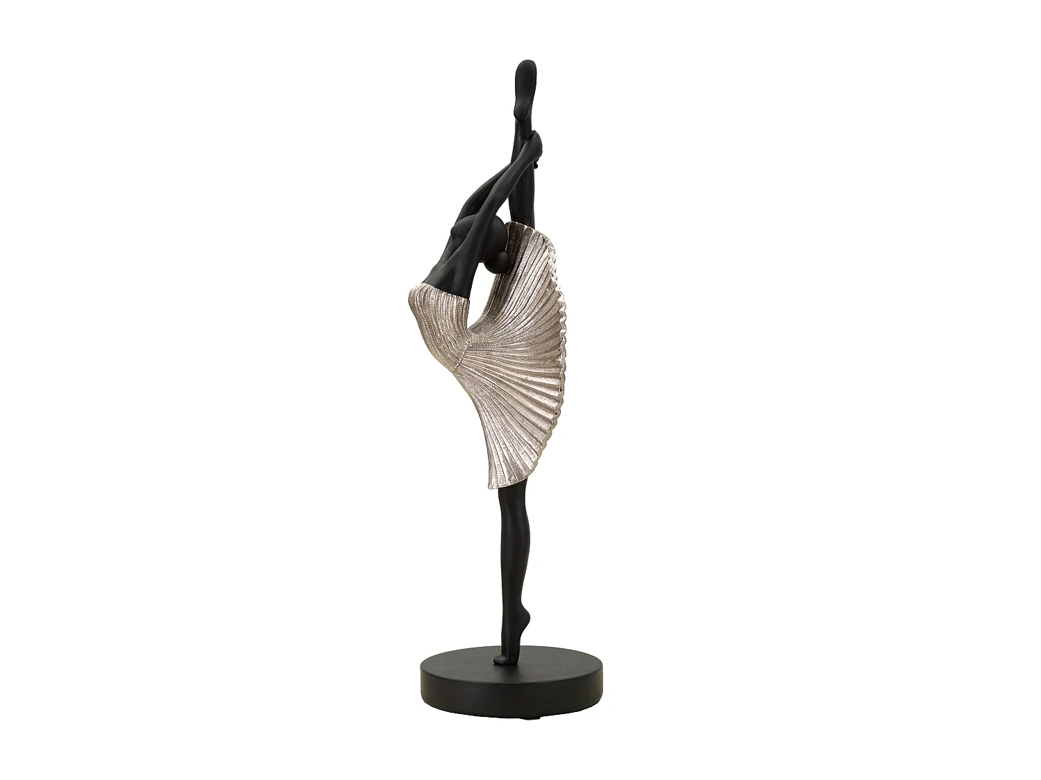 Statuetta di ballerina in resina argentata cm 14x14x42,5
