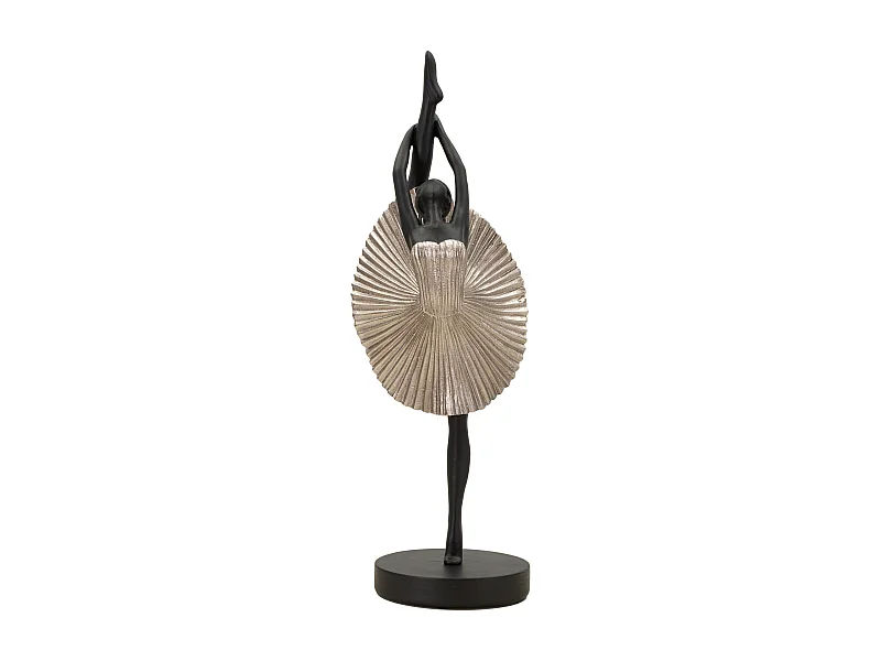 Statuetta di ballerina in resina argentata cm 14x14x42,5
