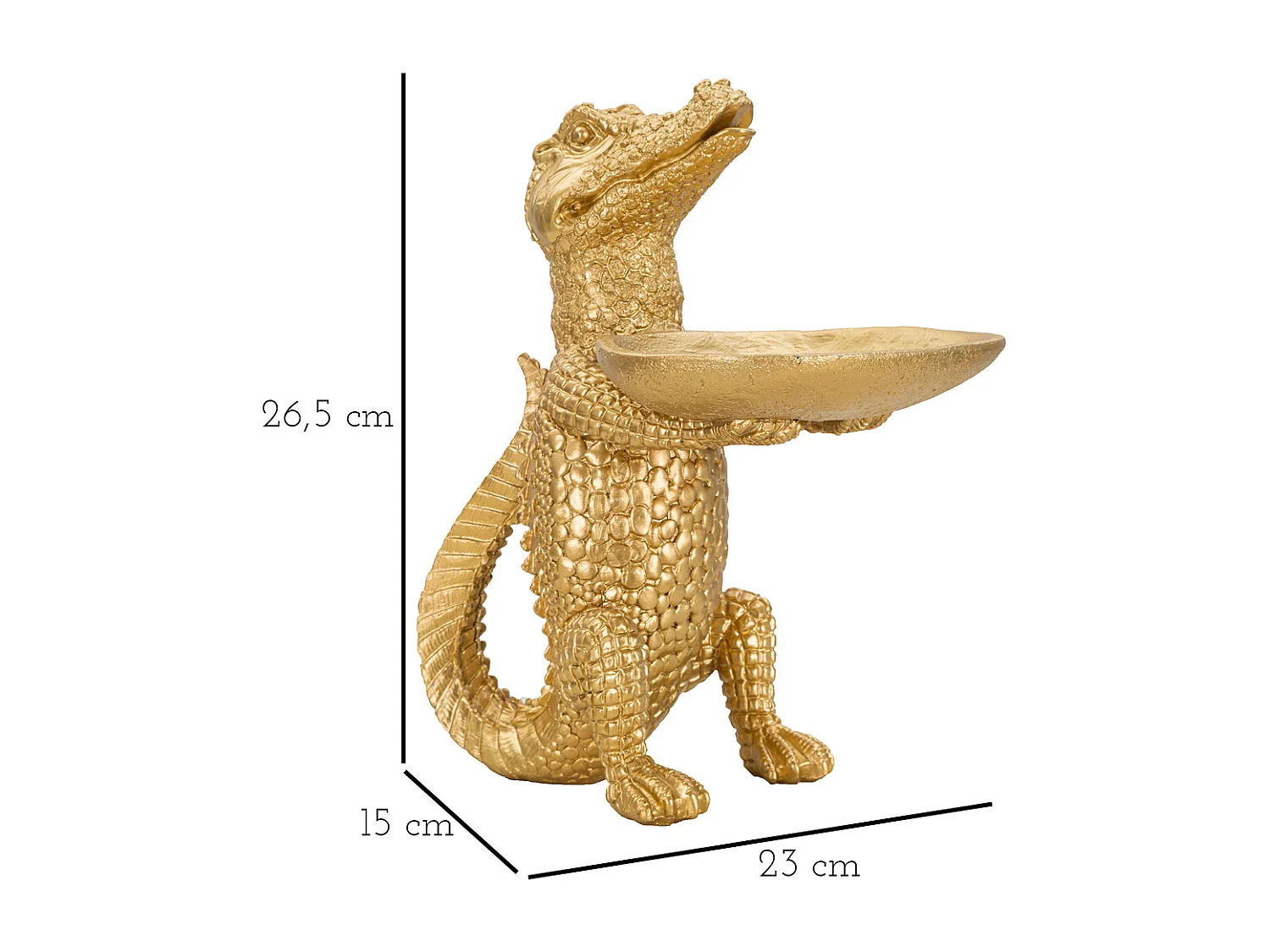 Coccodrillo in resina dorato cm 23x15,25x26,60