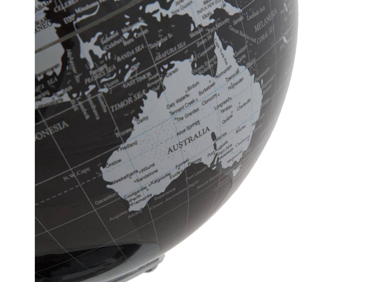 Mappamondo in pvc e base in metallo nero e argentato Ø cm 25x34