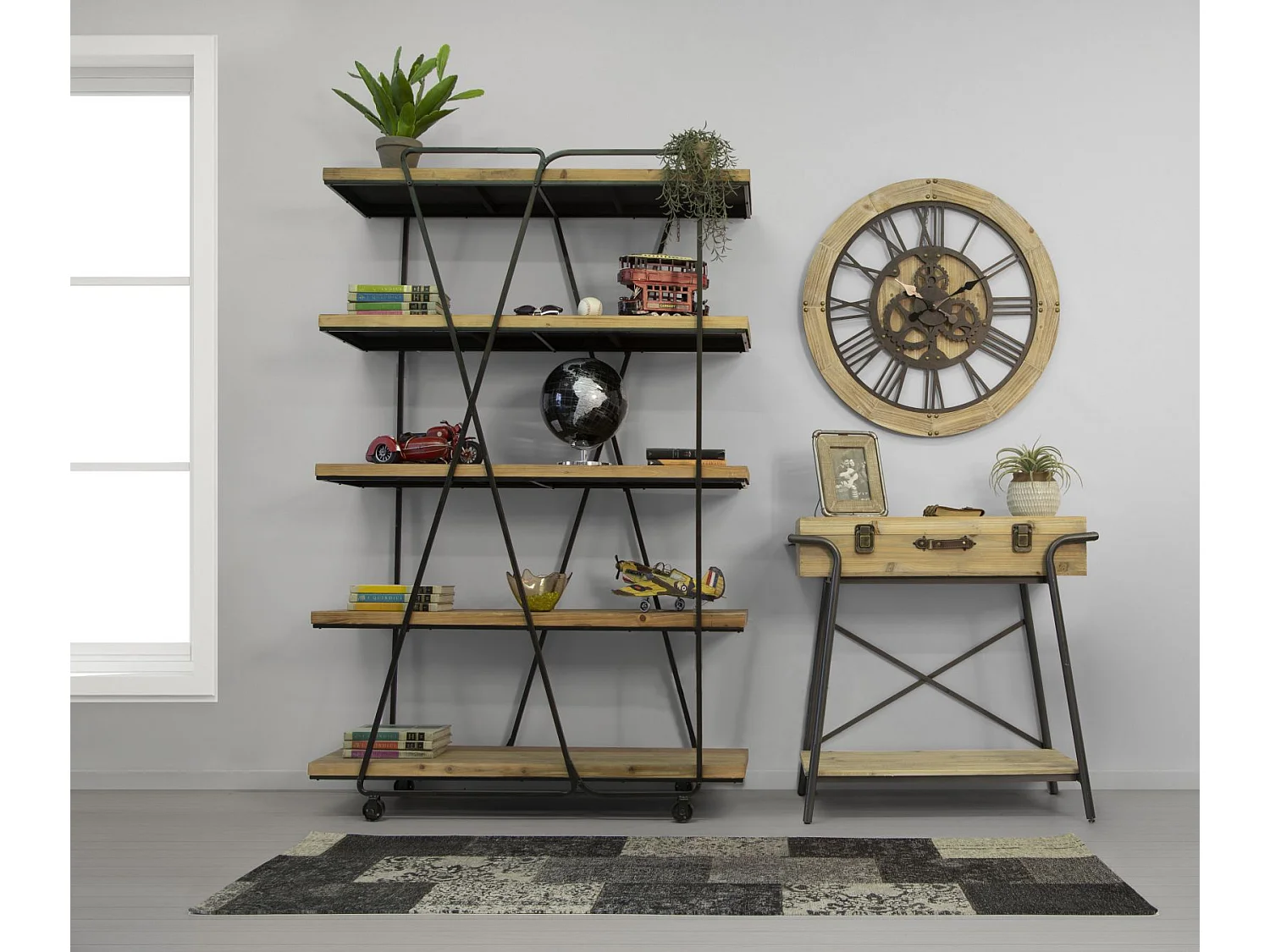 Mappamondo in pvc e base in metallo nero e argentato Ø cm 25x34