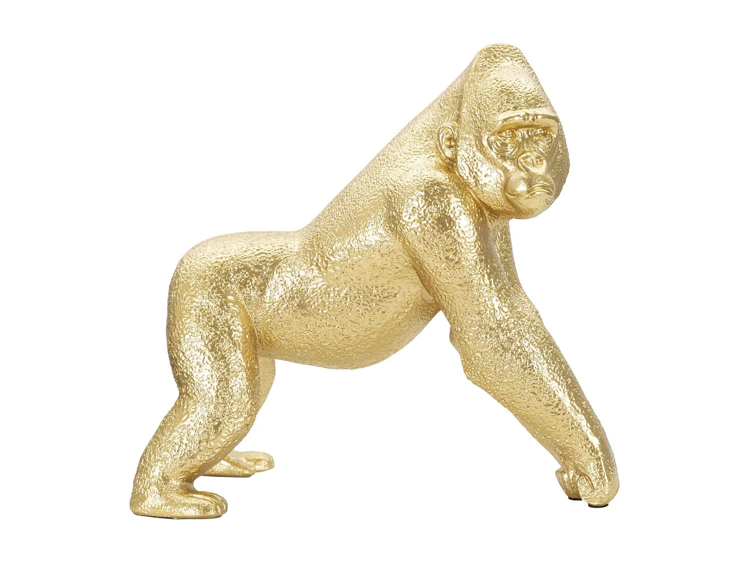 Statua di gorilla in resina dorata cm 24,3x13,9x22,8