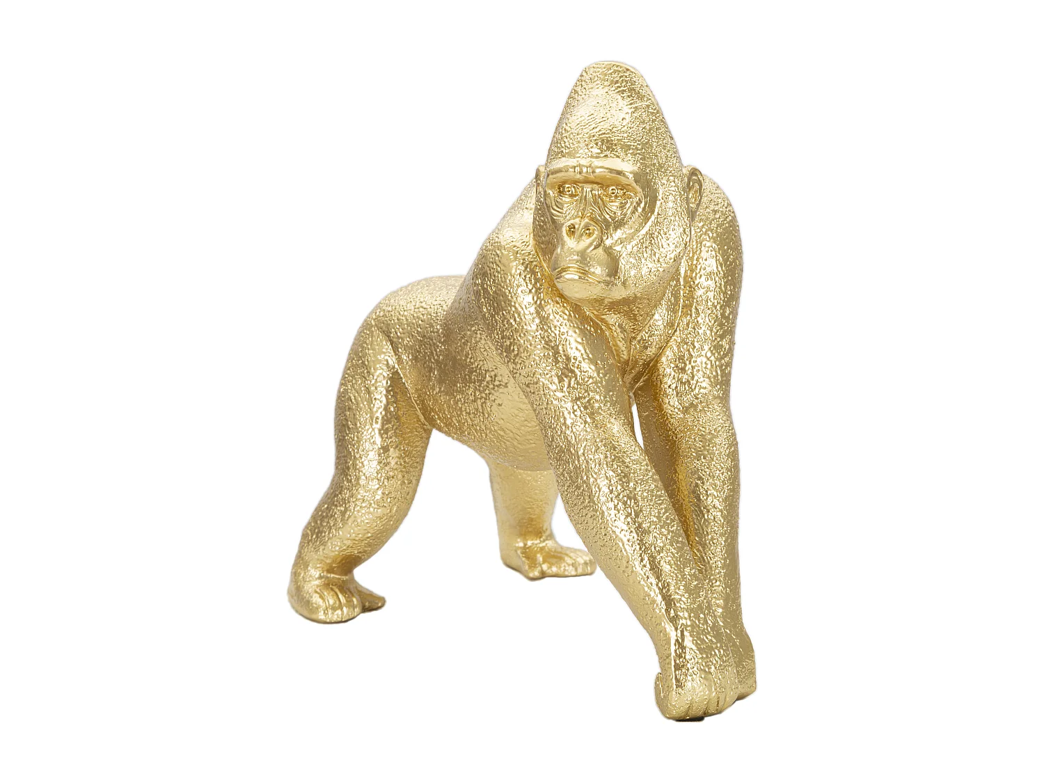 Statua di gorilla in resina dorata cm 24,3x13,9x22,8