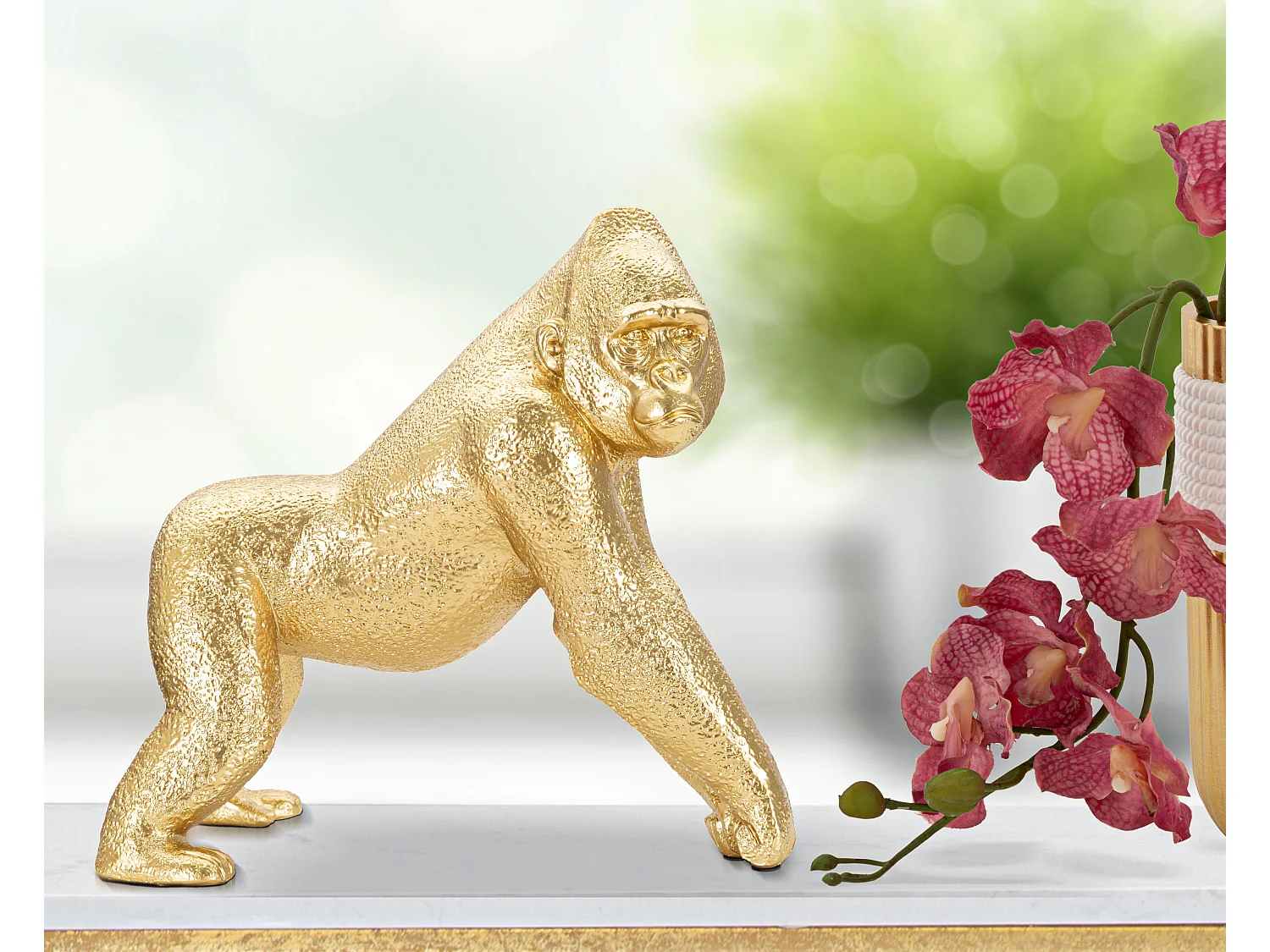 Statuette Design en Résine "Gorille" 24cm Or