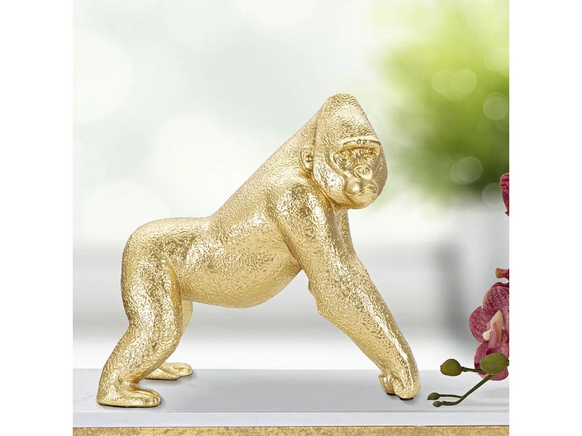 Statuette Design en Résine "Gorille" 24cm Or