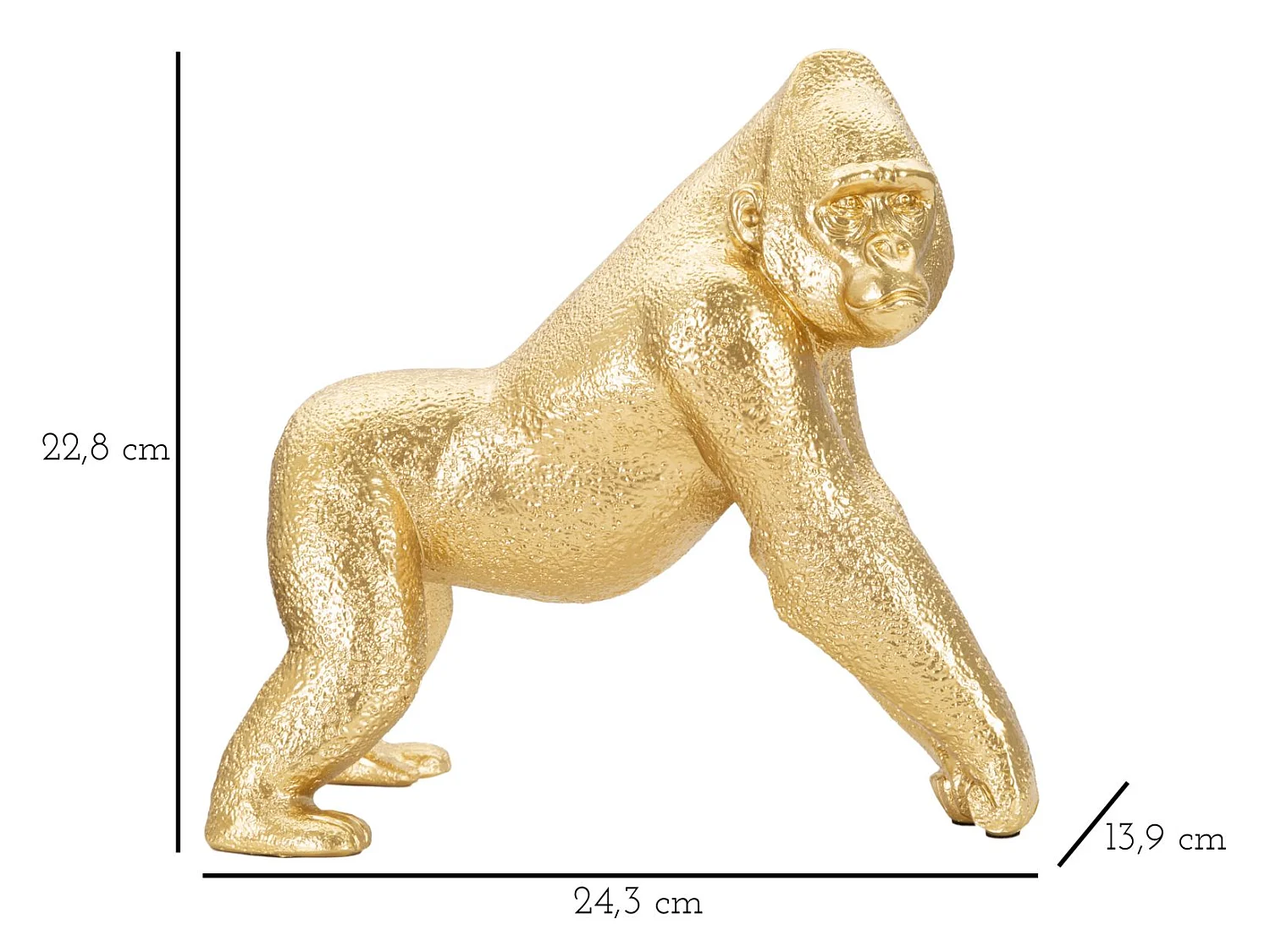 Gorillabeeld in gouden hars 24,3x13,9x22,8 cm