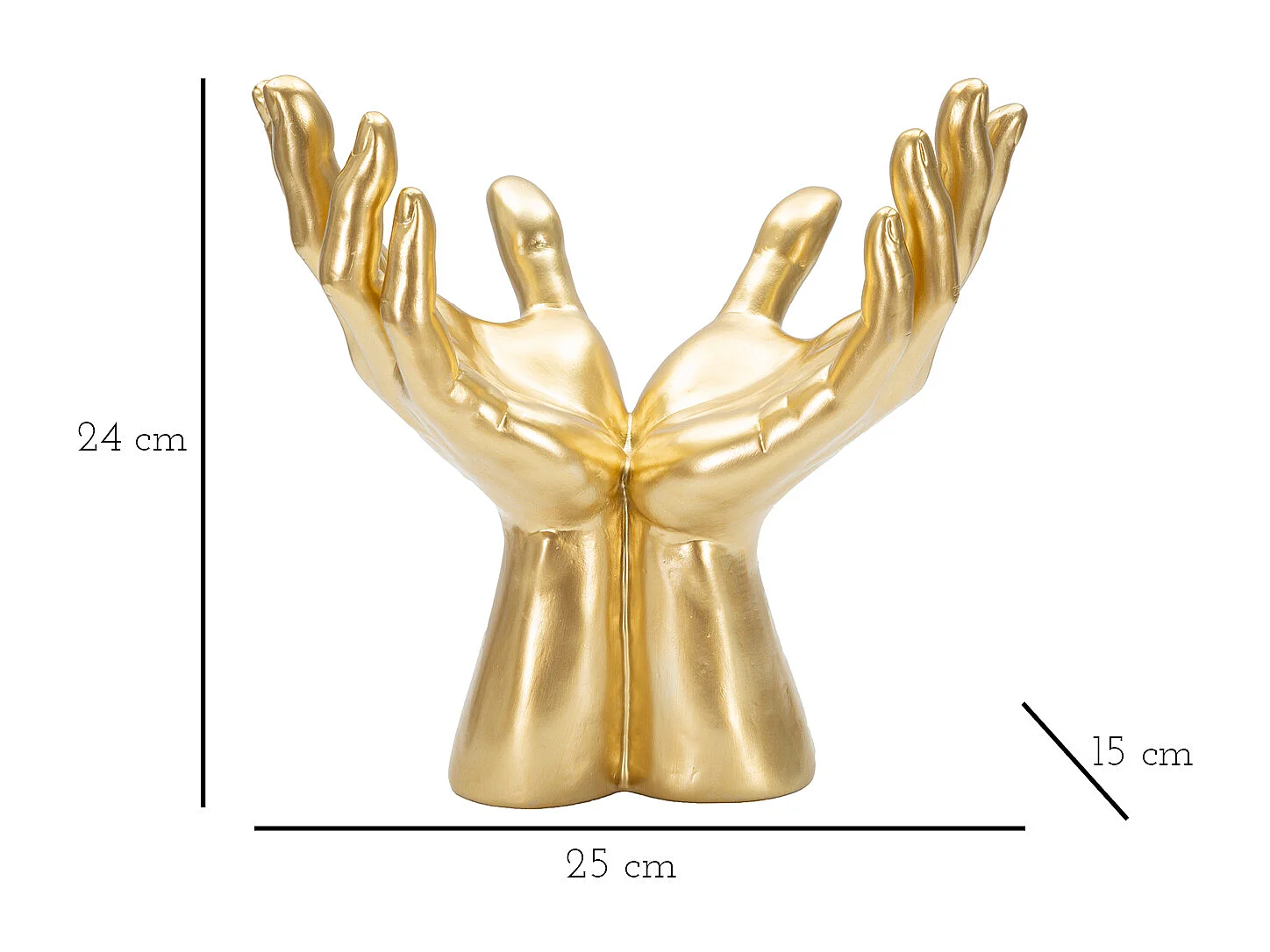 Mains Déco en Résine "Signe Peace" 24cm Or