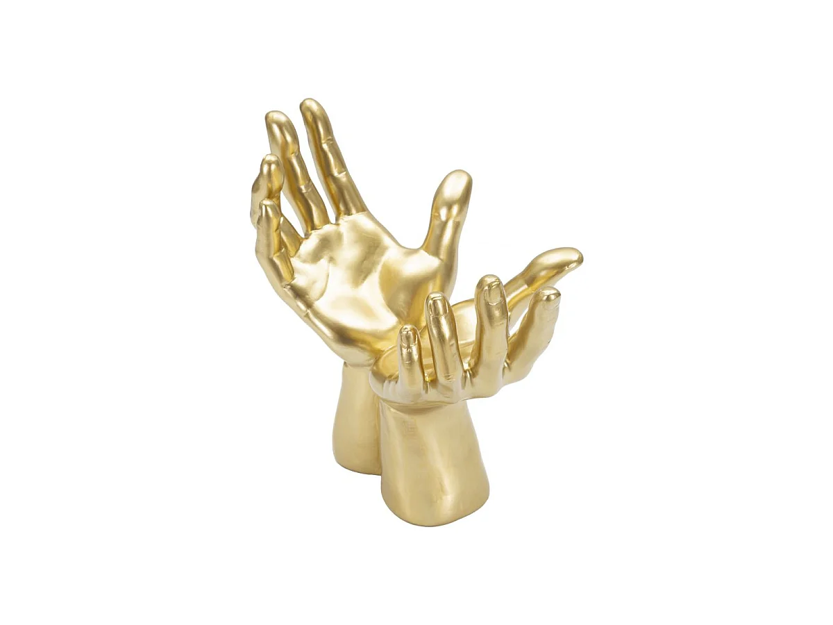 Statuetta a forma di mani giunte in resina dorata cm 25x15x24