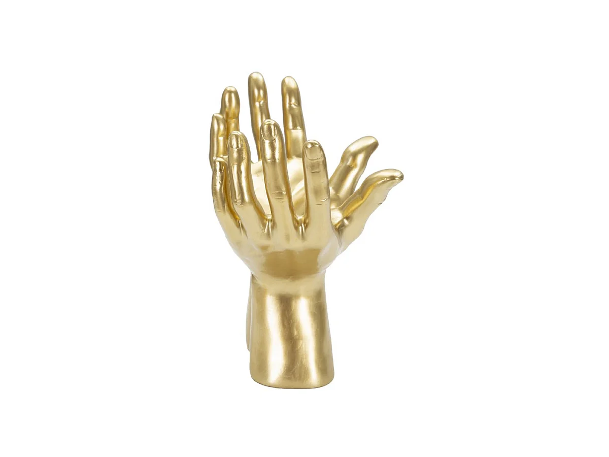 Statuetta a forma di mani giunte in resina dorata cm 25x15x24