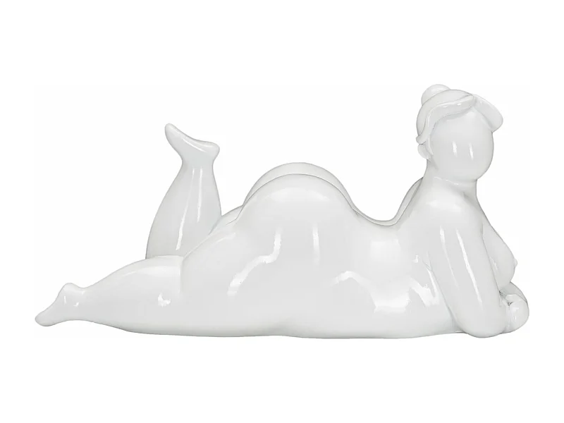 Statuette Femme Couchée en Résine "Yoga" 32cm Blanc
