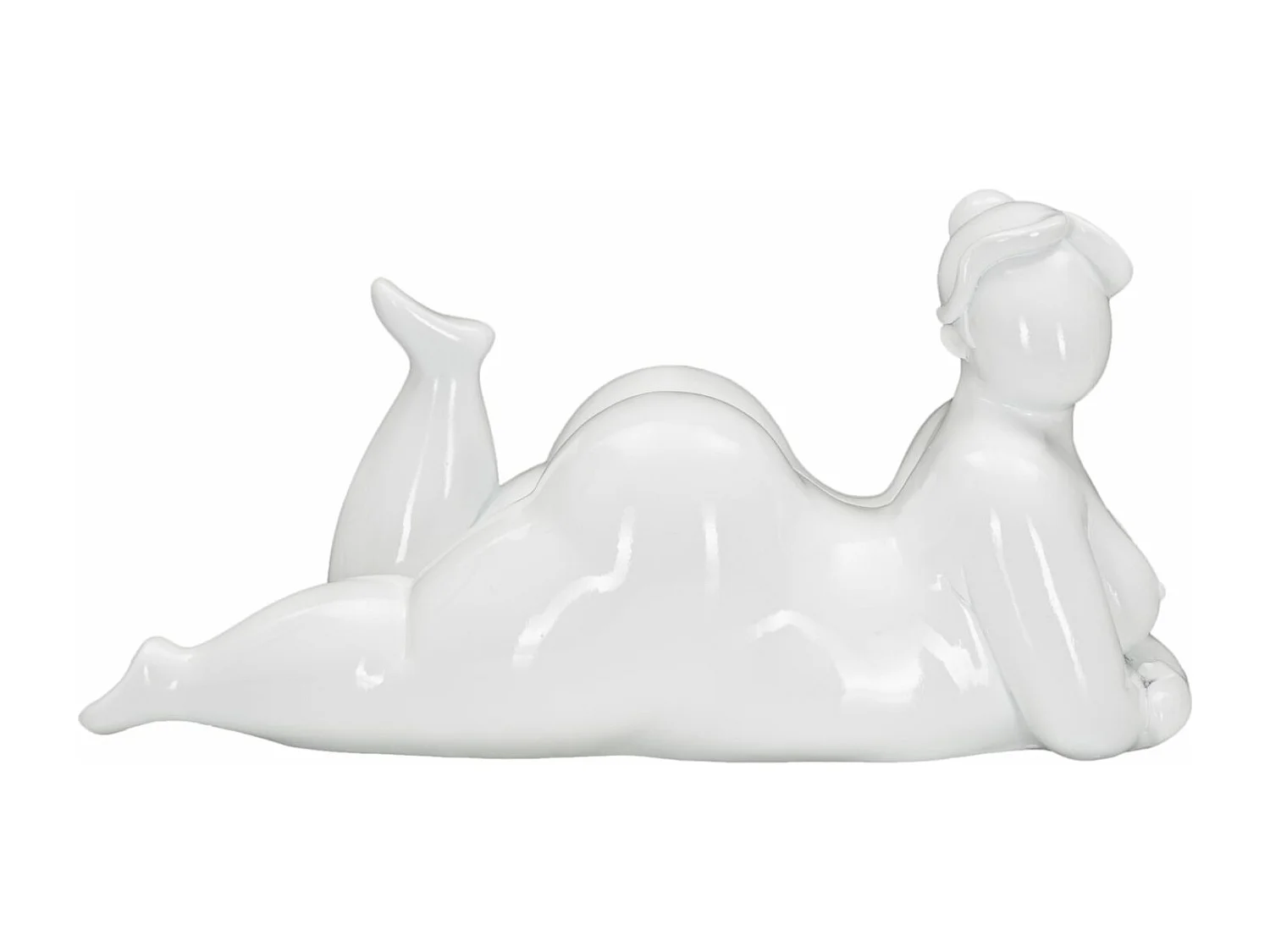 Statuette Femme Couchée en Résine "Yoga" 32cm Blanc
