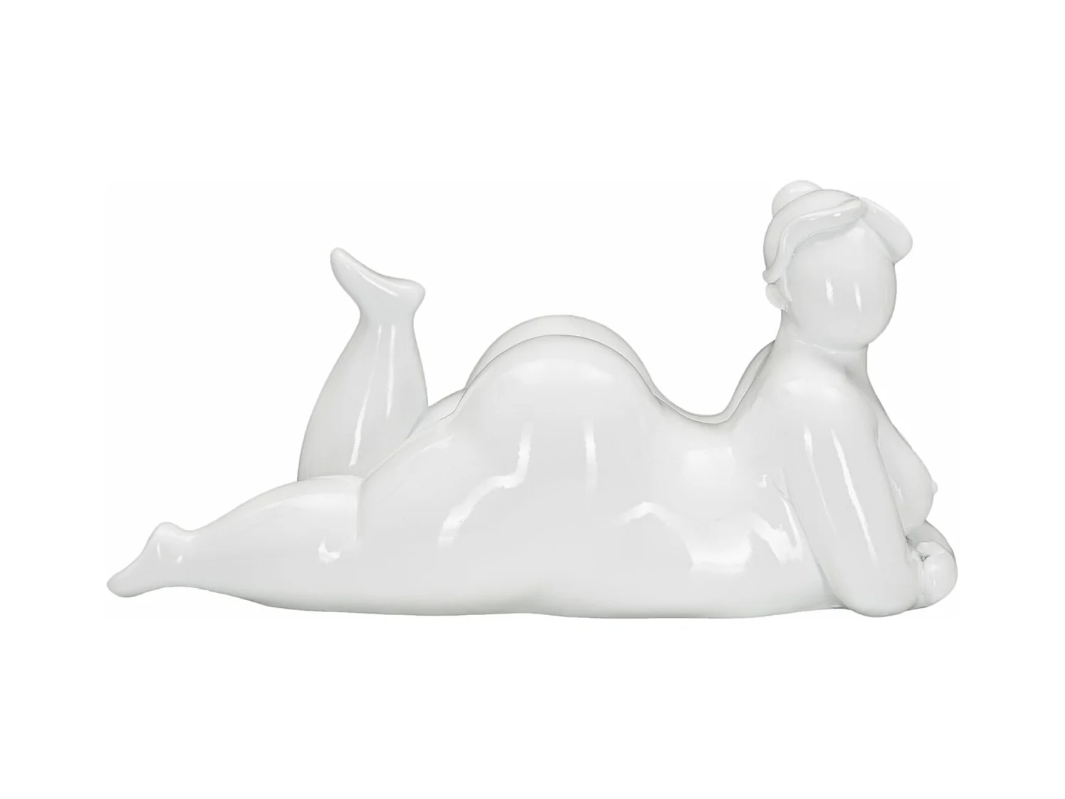 Statuette Femme Couchée en Résine "Yoga" 32cm Blanc