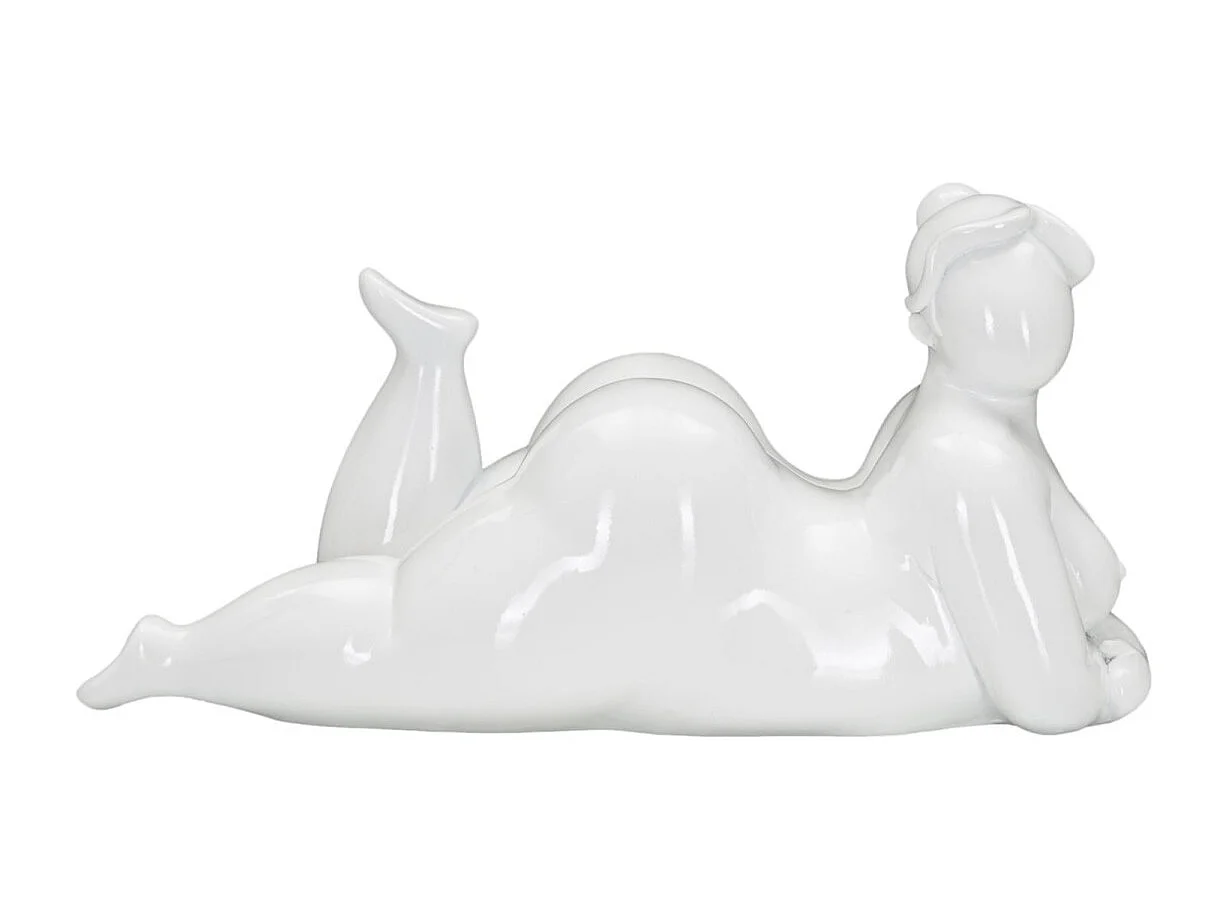 Statuette Femme Couchée en Résine "Yoga" 32cm Blanc