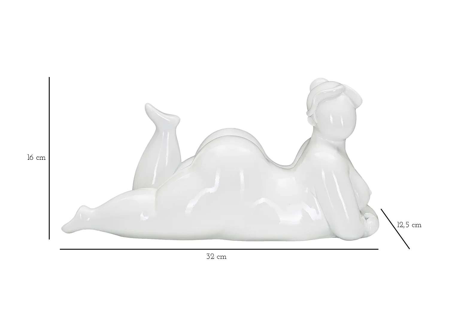 Statuette Femme Couchée en Résine "Yoga" 32cm Blanc