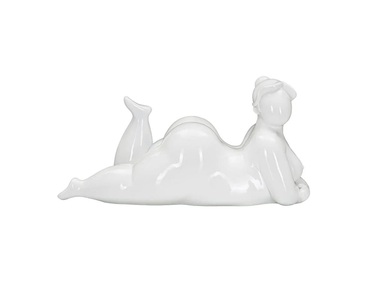 Statuetta di donna in resina bianca cm 32x12,5x16