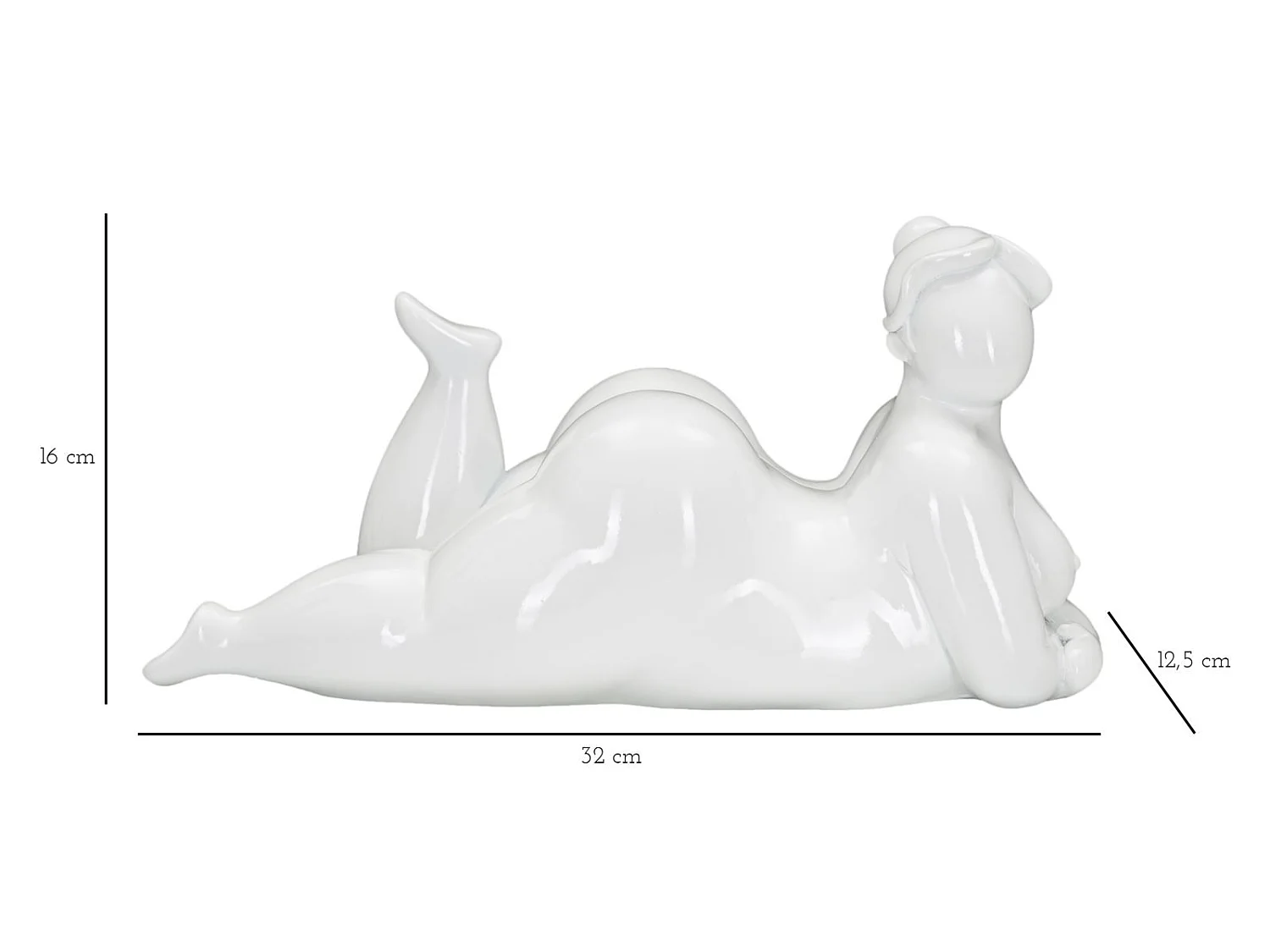 Statuetta di donna in resina bianca cm 32x12,5x16
