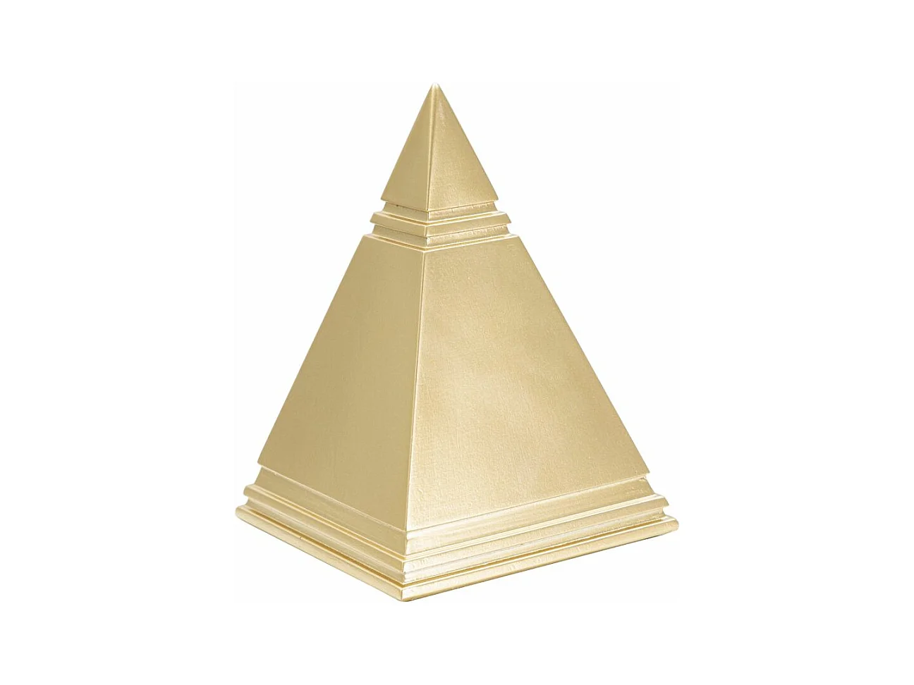 Statue en résine dorée, forme pyramide élégante, design raffiné et mystérieux, 11,5x11,5x15,5 cm