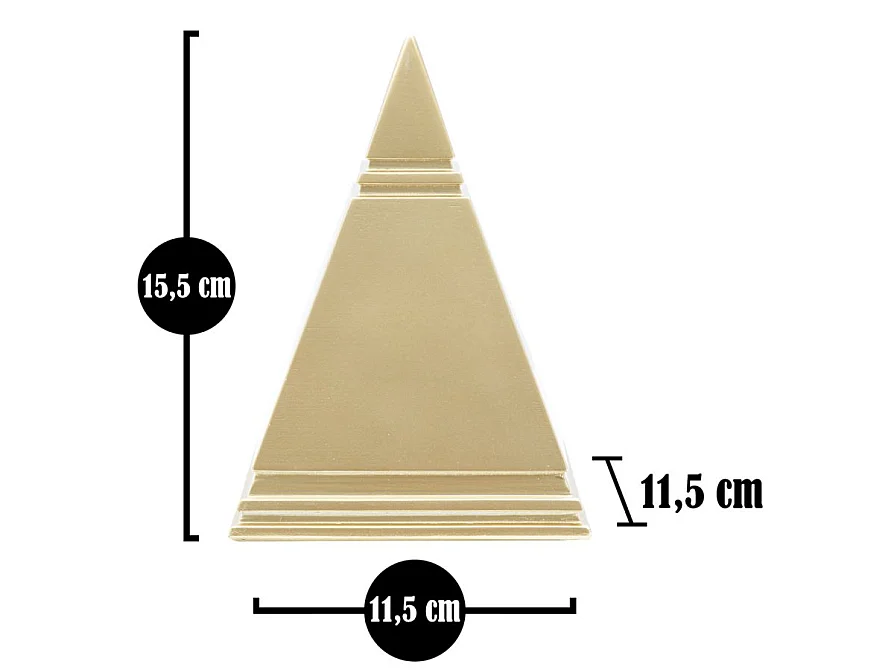 Gouden metalen piramide 11,5x11,5x15,5 cm