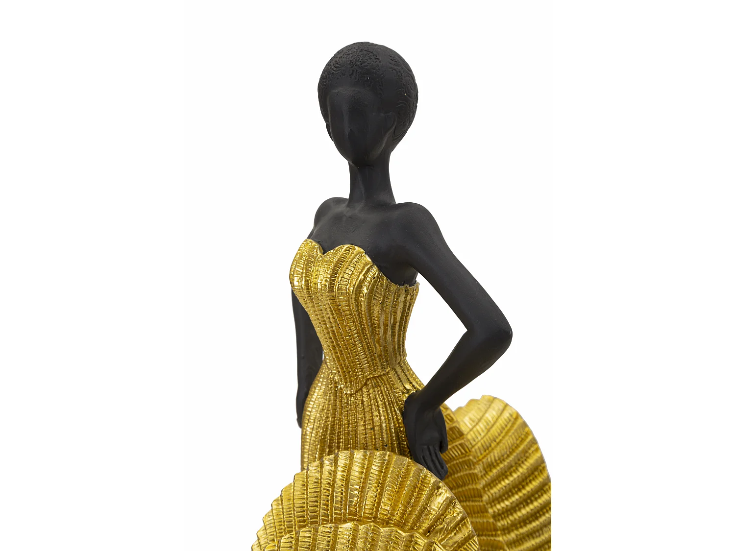 Statuetta di donna in resina dorata cm 16,5x15x36