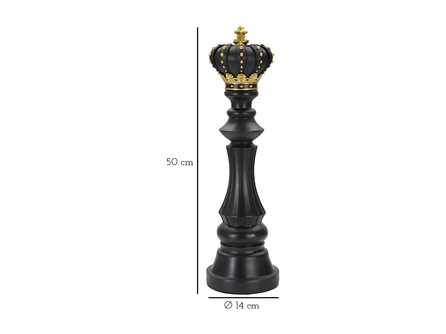 Pièce d'Échec Déco en Résine "Renne Couronne" 50cm Noir