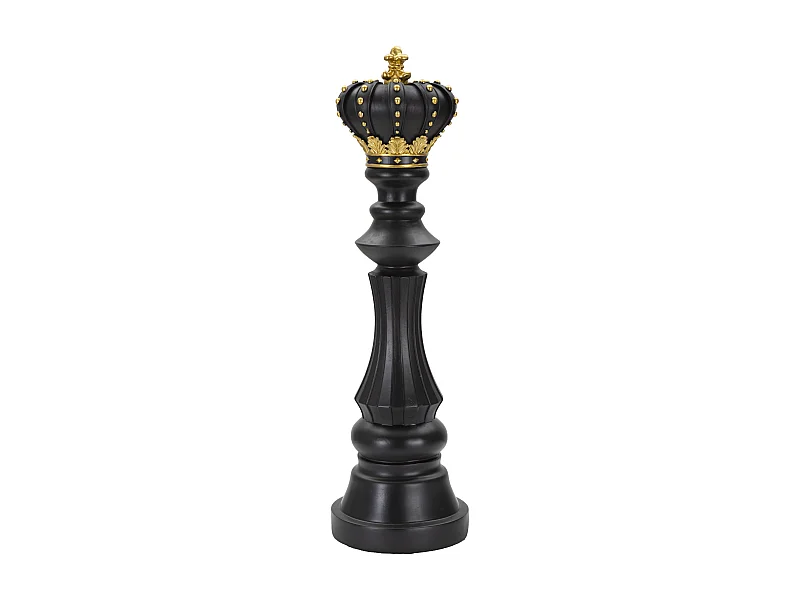 Pièce d'Échec Déco en Résine "Renne Couronne" 50cm Noir