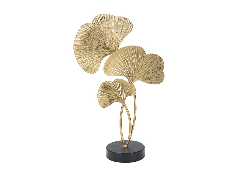 Scultura in metallo dorata con base nera cm 24,5x10,5x40,5