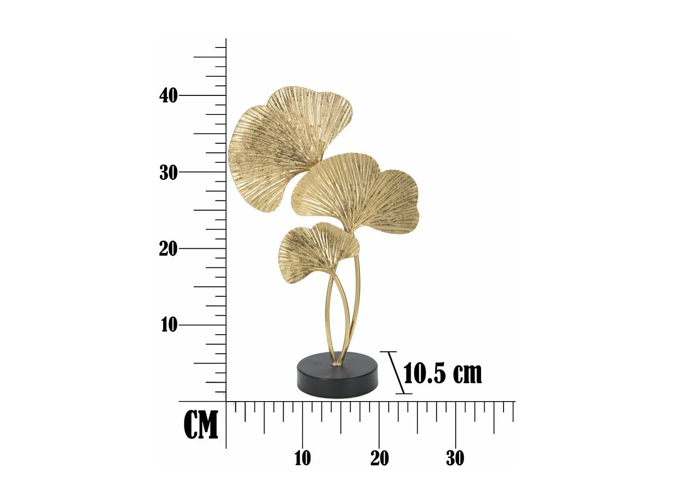 Sculpture en métal doré avec base noire cm 24,5x10,5x40,5