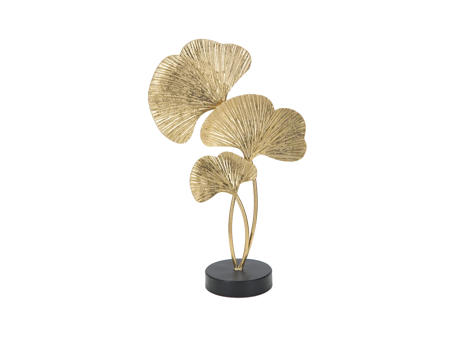 Scultura in metallo dorata con base nera cm 24,5x10,5x40,5