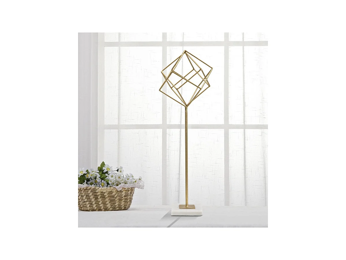 Objet Déco en Métal "Cube" 52cm Or