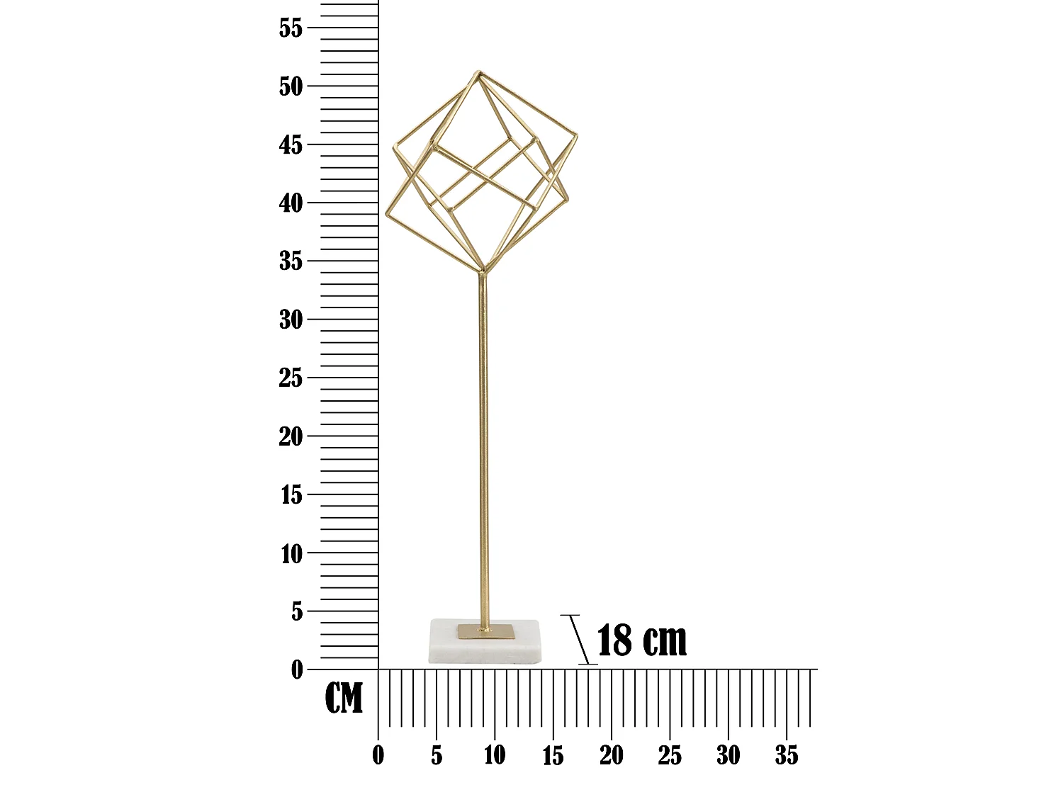 Objet Déco en Métal "Cube" 52cm Or