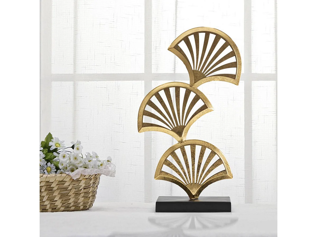 Objet Déco en Métal "3 Feuilles" 44cm Or