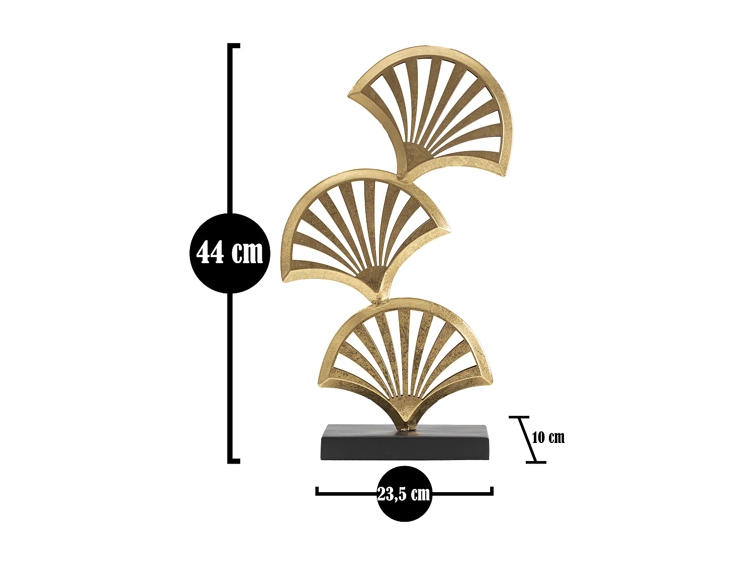 Objet Déco en Métal "3 Feuilles" 44cm Or