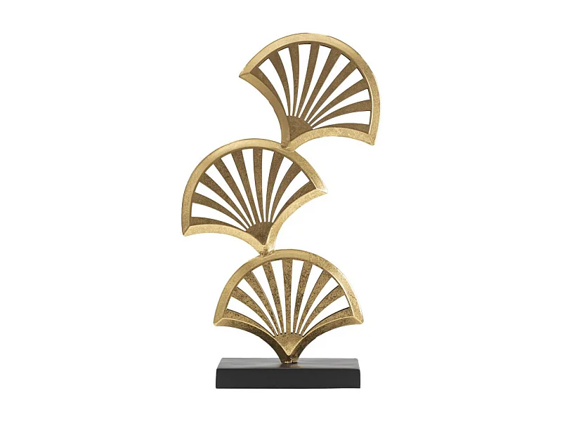 Scultura in metallo dorata con base rettangolare nera cm 23,5x10x44