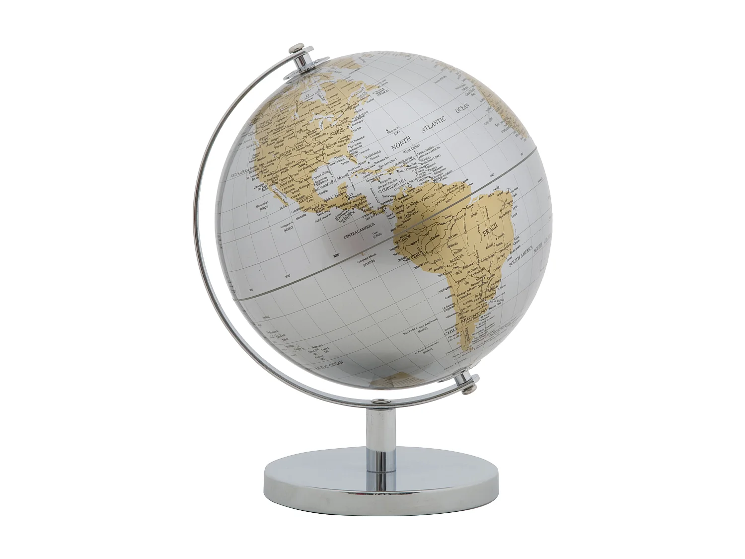 Mappamondo in pvc e base in metallo nero e argentato Ø cm 20x28