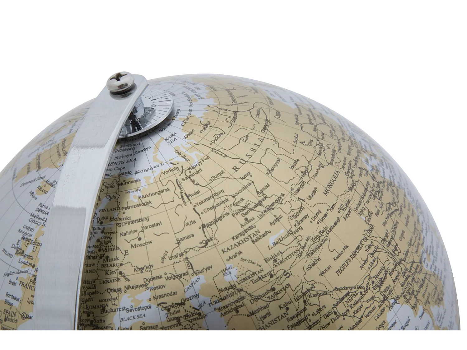 Mappamondo in pvc e base in metallo nero e argentato Ø cm 20x28