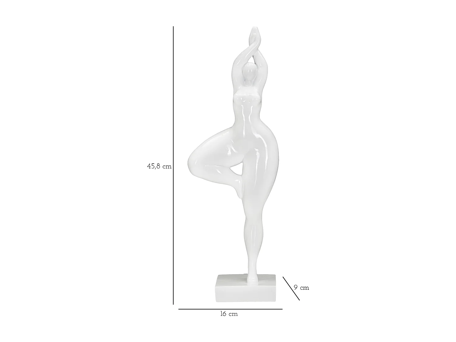 Statuette Femme Debout en Résine "Yoga" 45cm Blanc