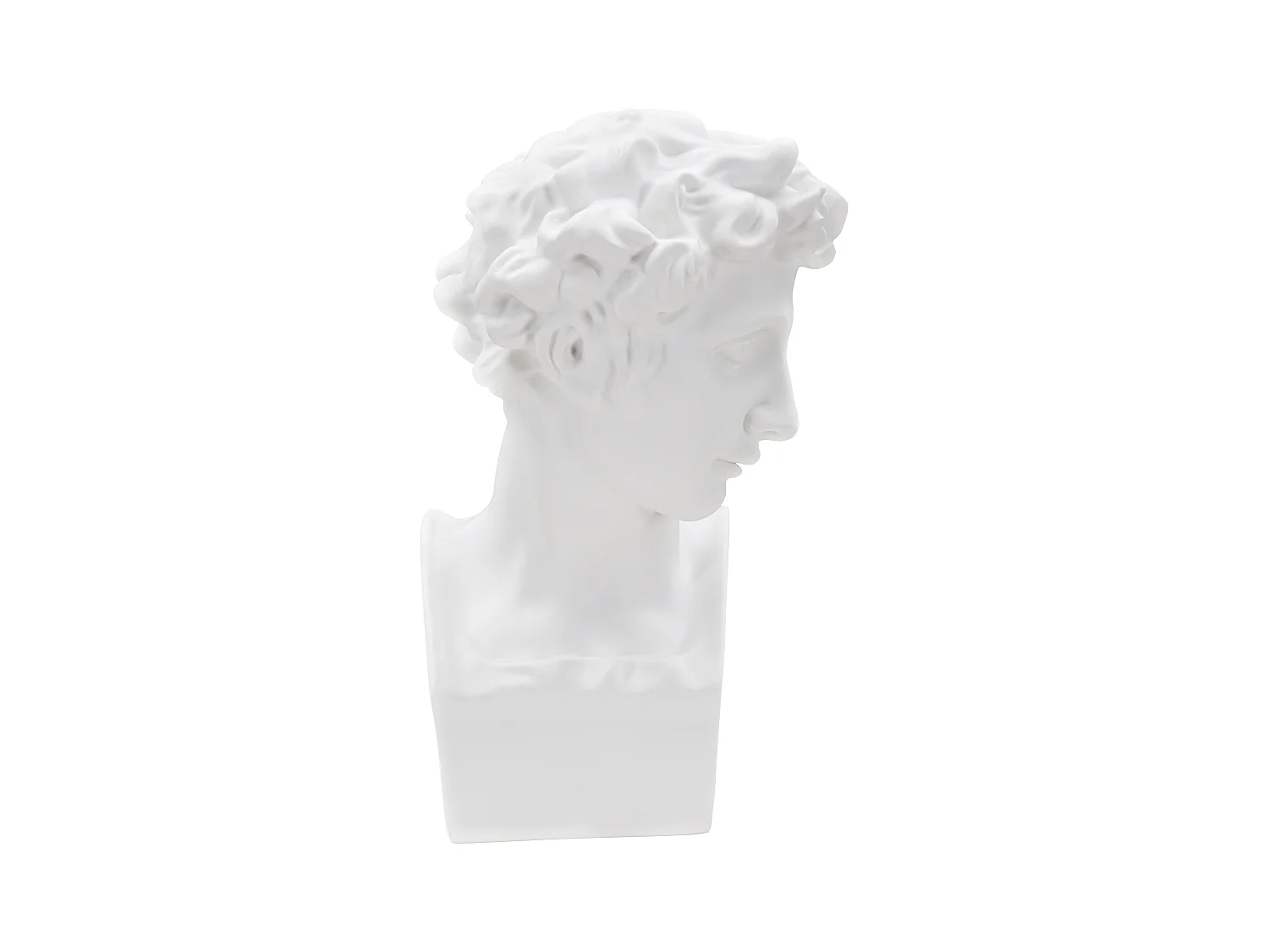 Sculpture en résine blanche, tête masculine, design classique inspiré de la Renaissance florentine, 20x17,5x30 cm