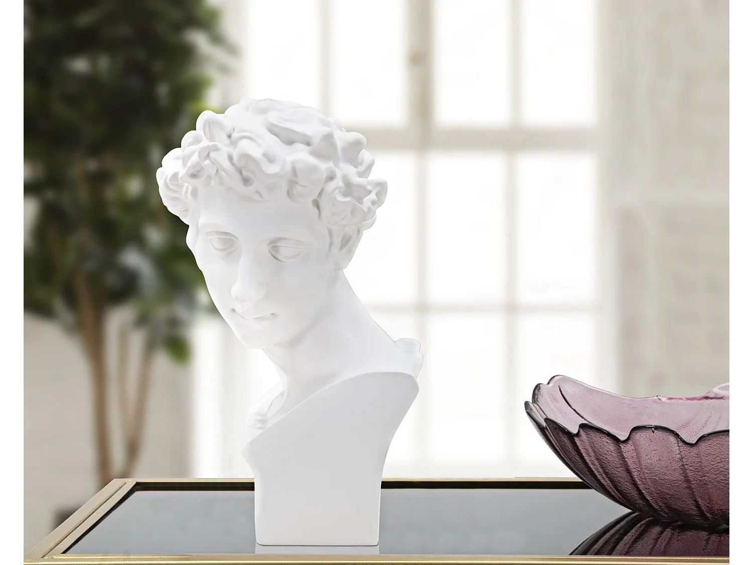 Statuette Tête Déco "Jeune Homme" 30cm Blanc