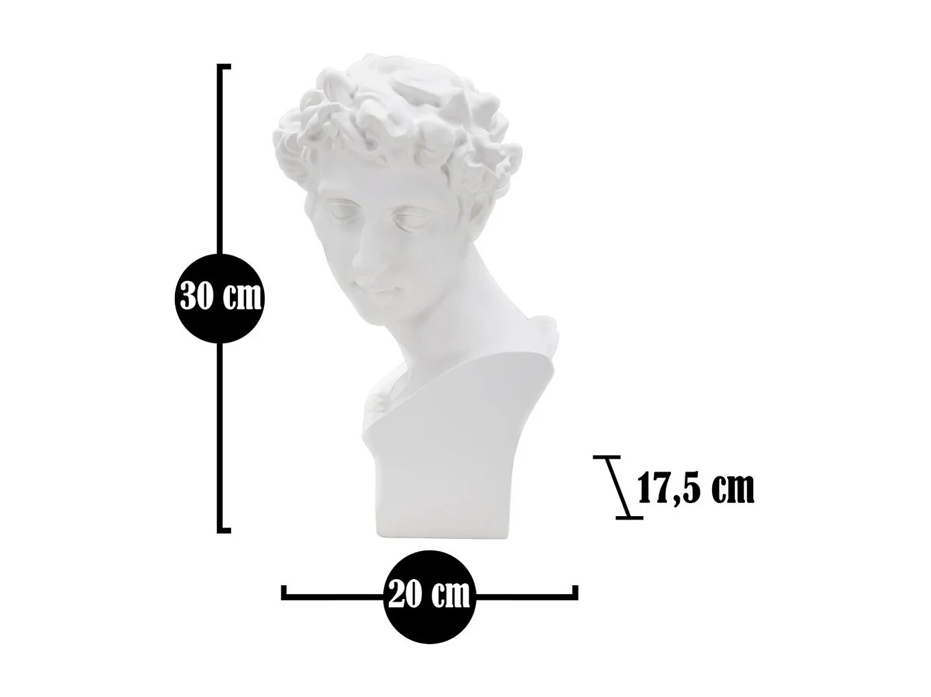 Statuette Tête Déco "Jeune Homme" 30cm Blanc
