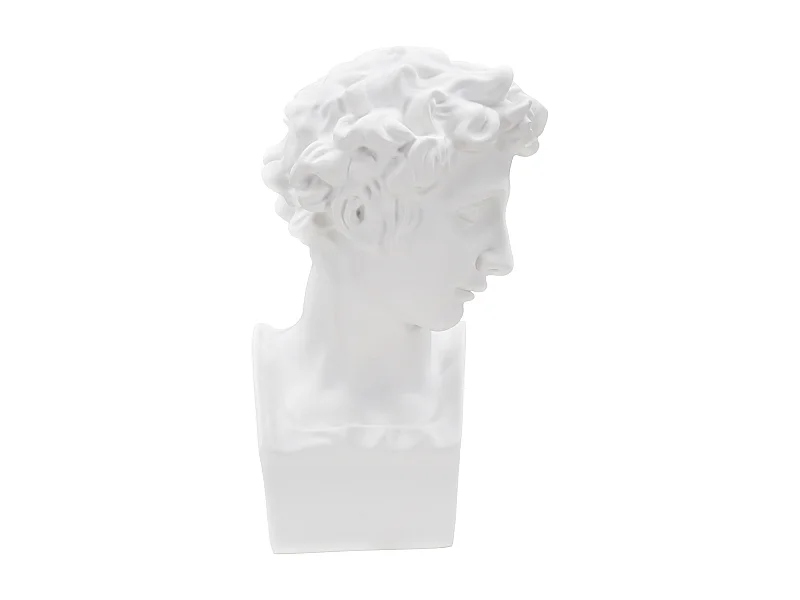 Statuette Tête Déco "Jeune Homme" 30cm Blanc