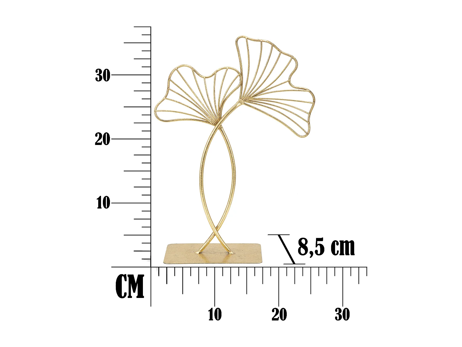 Objet Déco en Métal "Feuilles" 35cm Or