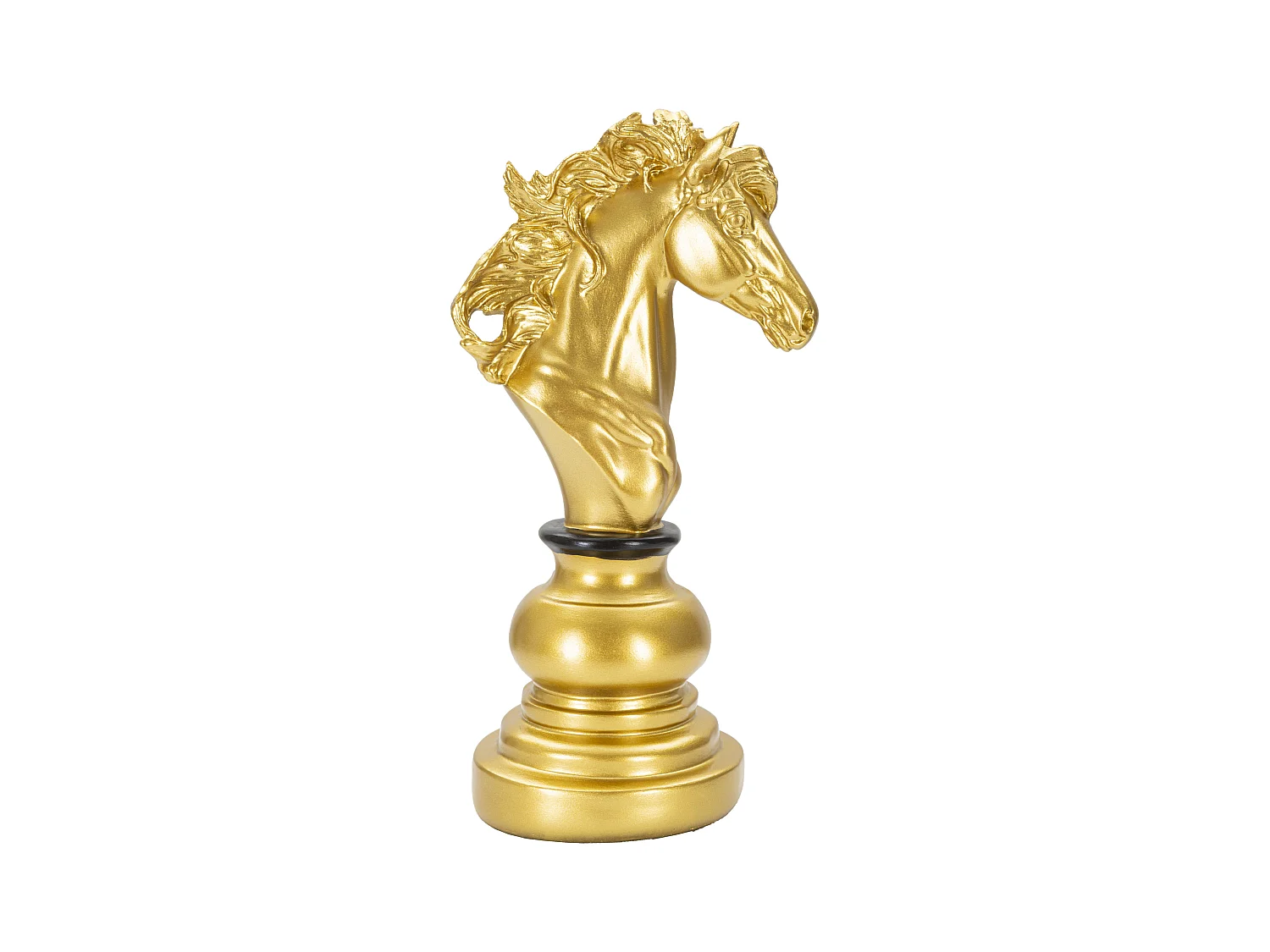 Statue du Cheval Doré et Noir en Résine, 14 x 11 x 27 cm - Pièce d'échecs avec décorations noires élégantes