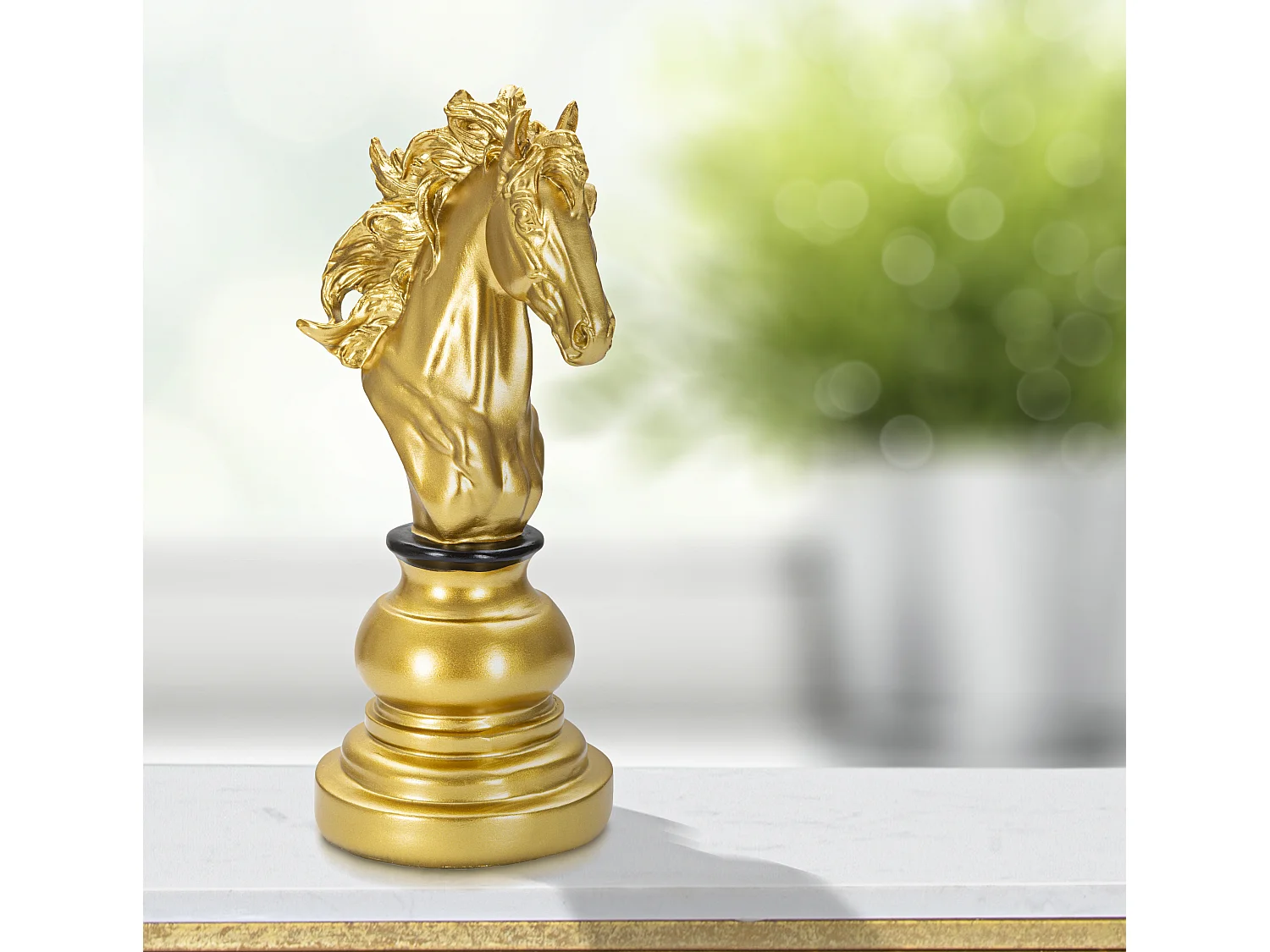 Pièce d'Échec Déco en Résine "Cavalier" 27cm Or